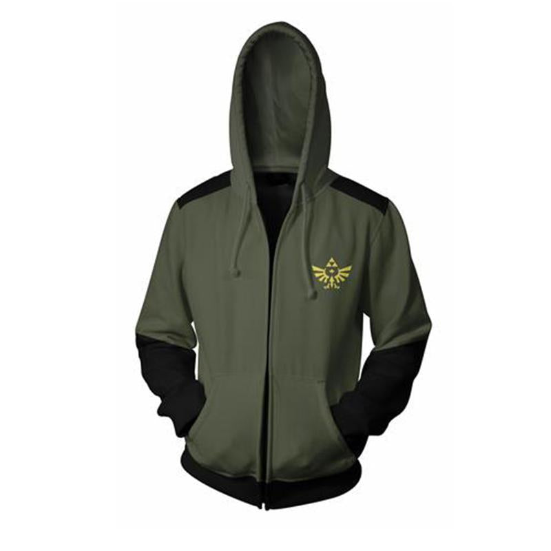 The Legend of Zelda Hoodies - Zip Up Army Green Hoodie