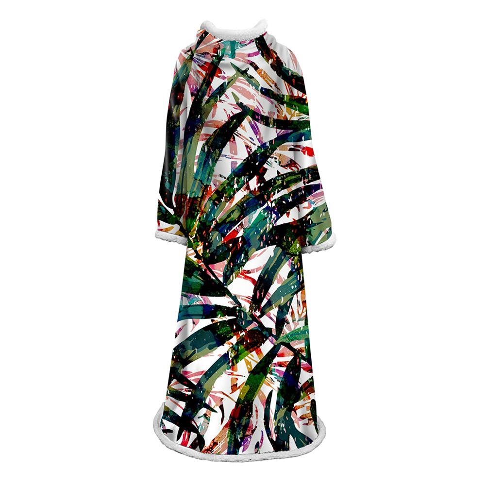 3D Digital Printed Plants Blanket With Sleeves-Leaves Blanket Robe