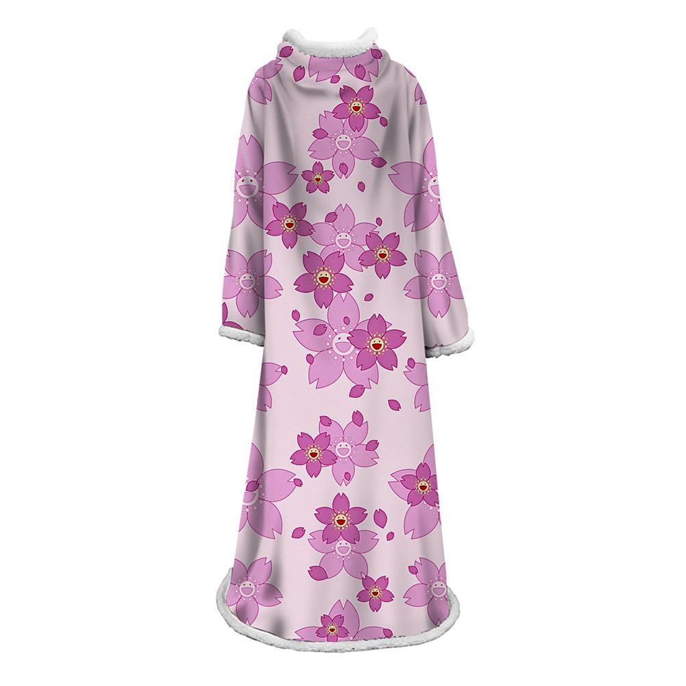 3D Digital Flower Printed Blanket With Sleeves-Cute Cartoon Blanket Robe