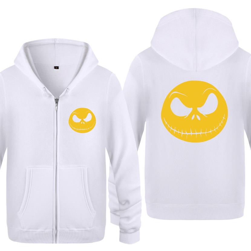 Nightmare Before Christmas Jack Hoodies - Nightmare Before Christmas Hoodies - Cool Jack Yellow Skull Icon Christmas Zip Up Hoodie