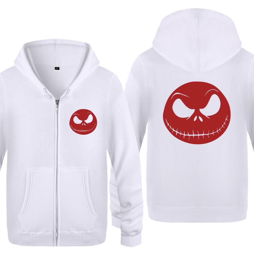 Nightmare Before Christmas Jack Hoodies - Nightmare Before Christmas Hoodies - Cool Jack Red Skull Icon Christmas Zip Up Hoodie