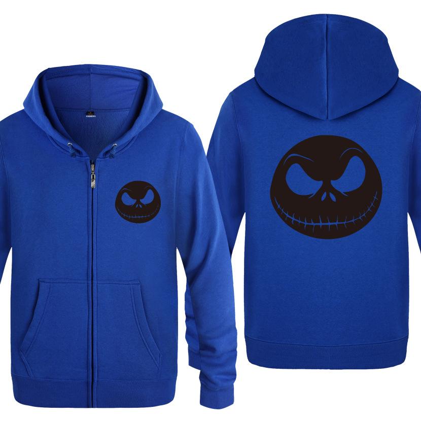 Nightmare Before Christmas Jack Hoodies - Nightmare Before Christmas Hoodies - Cool Jack Black Skull Icon Christmas Zip Up Hoodie