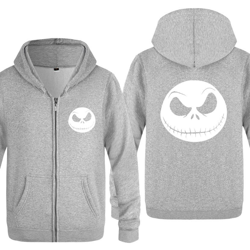 Nightmare Before Christmas Jack Hoodies - Nightmare Before Christmas Hoodies - Cool Jack White Skull Icon Christmas Zip Up Hoodie
