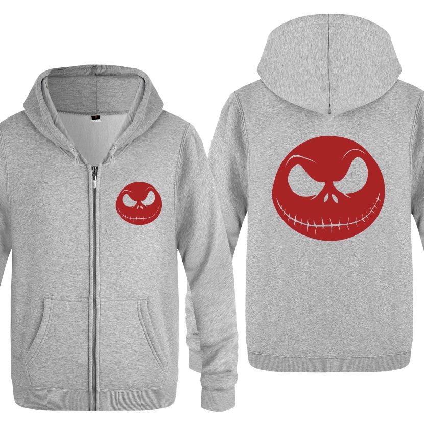 Nightmare Before Christmas Jack Hoodies - Nightmare Before Christmas Hoodies - Cool Jack Red Skull Icon Christmas Zip Up Hoodie