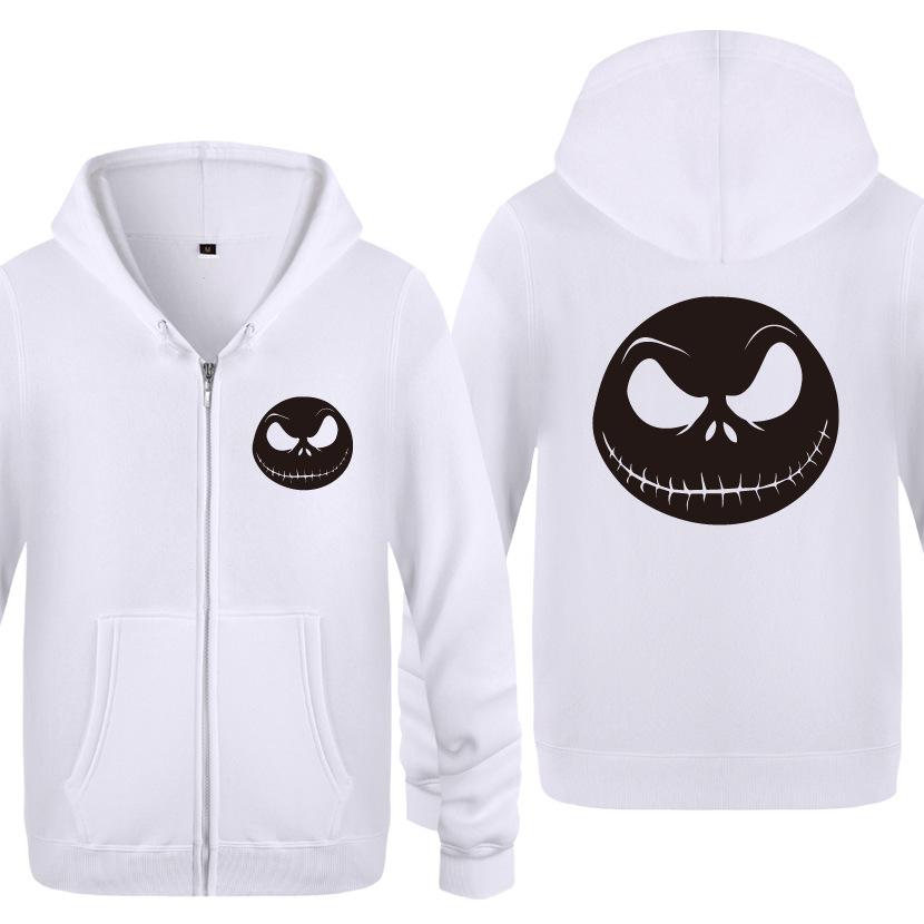 Nightmare Before Christmas Jack Hoodies - Nightmare Before Christmas Hoodies - Cool Jack Black Skull Icon Christmas Zip Up Hoodie