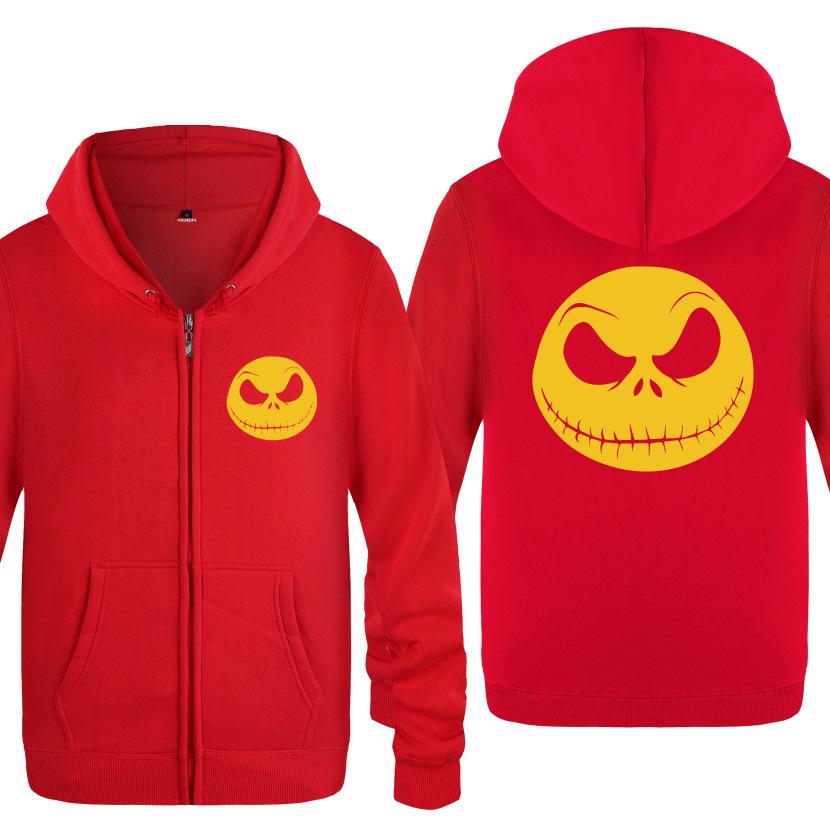 Nightmare Before Christmas Jack Hoodies - Nightmare Before Christmas Hoodies - Cool Jack Yellow Skull Icon Christmas Zip Up Hoodie