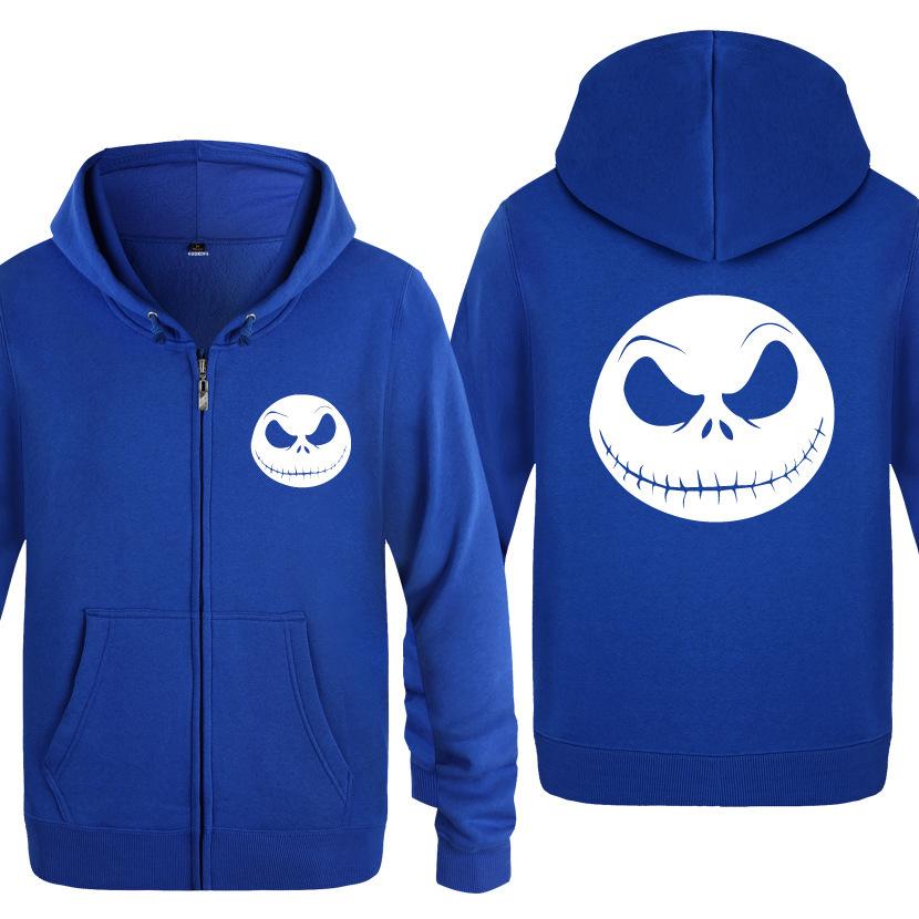 Nightmare Before Christmas Jack Hoodies - Nightmare Before Christmas Hoodies - Cool Jack White Skull Icon Christmas Zip Up Hoodie