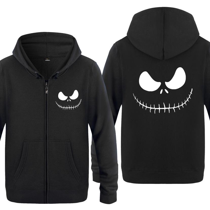 Nightmare Before Christmas Jack Hoodies - Nightmare Before Christmas Hoodies - Cool Jack White Eyes Christmas Zip Up Hoodie