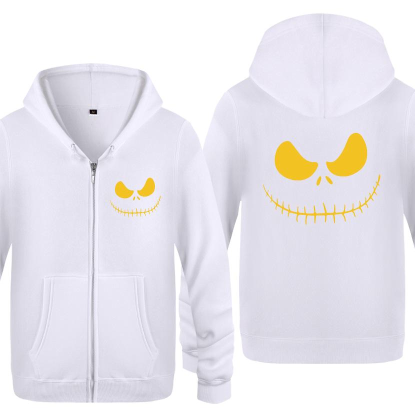 Nightmare Before Christmas Jack Hoodies - Nightmare Before Christmas Hoodies - Cool Jack Yellow Eyes Christmas Zip Up Hoodie