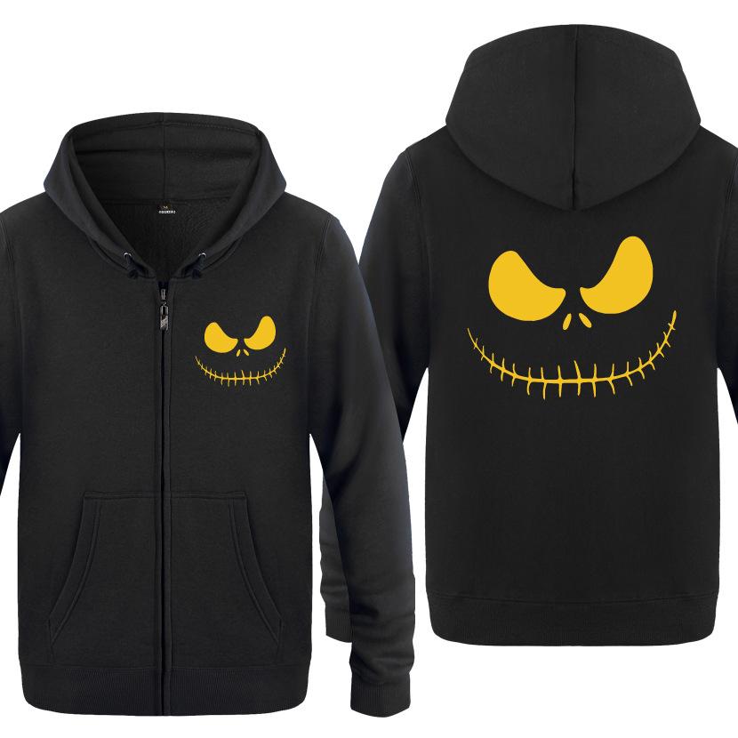 Nightmare Before Christmas Jack Hoodies - Nightmare Before Christmas Hoodies - Cool Jack Yellow Eyes Christmas Zip Up Hoodie