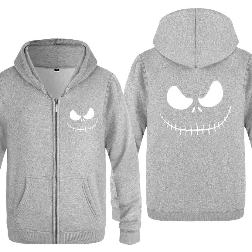 Nightmare Before Christmas Jack Hoodies - Nightmare Before Christmas Hoodies - Cool Jack White Eyes Christmas Zip Up Hoodie