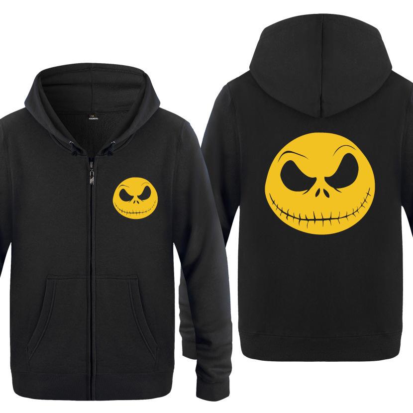 Nightmare Before Christmas Jack Hoodies - Nightmare Before Christmas Hoodies - Cool Jack Yellow Skull Icon Christmas Zip Up Hoodie