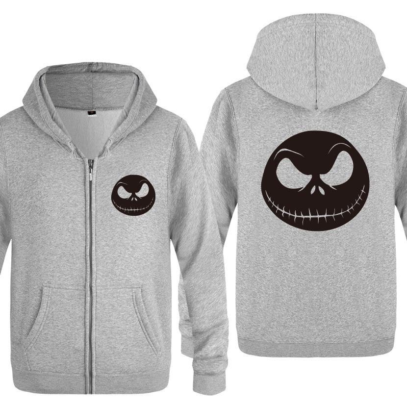Nightmare Before Christmas Jack Hoodies - Nightmare Before Christmas Hoodies - Cool Jack Black Skull Icon Christmas Zip Up Hoodie