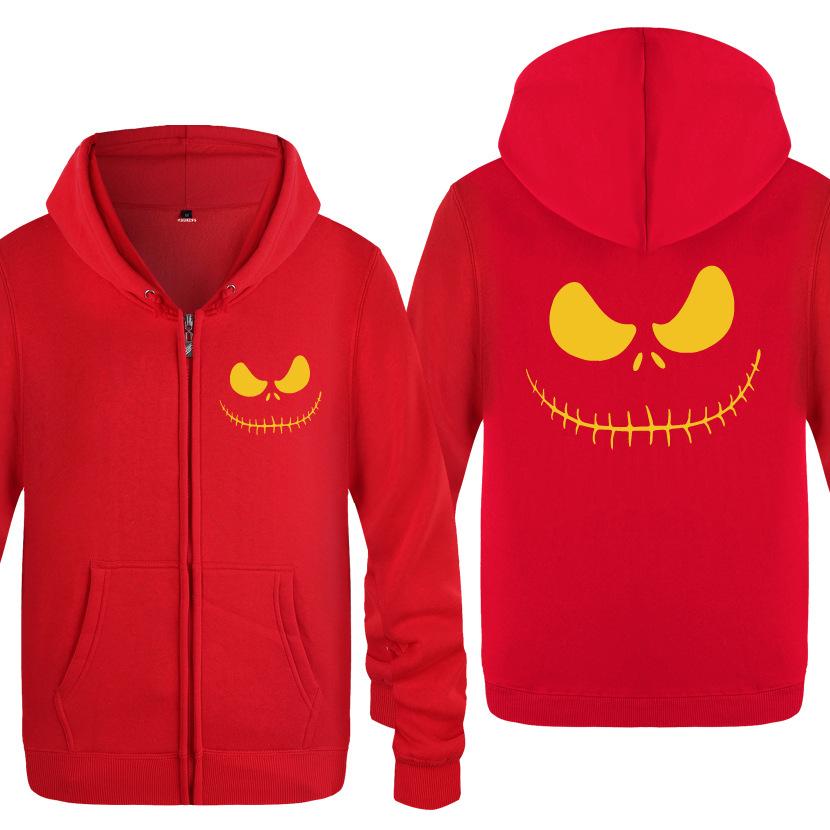 Nightmare Before Christmas Jack Hoodies - Nightmare Before Christmas Hoodies - Cool Jack Yellow Eyes Christmas Zip Up Hoodie