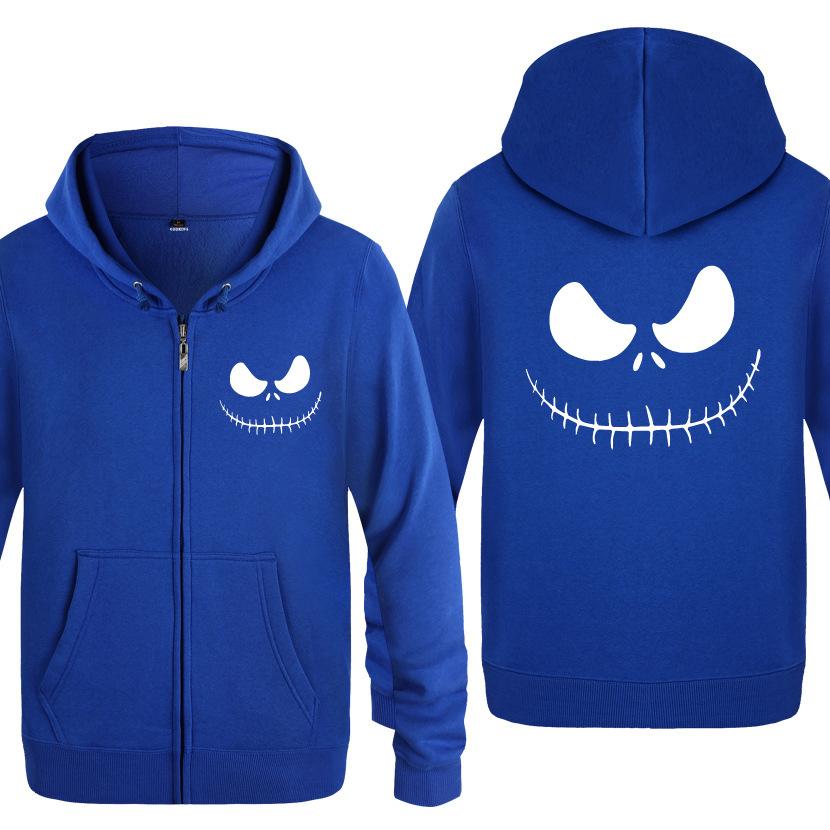 Nightmare Before Christmas Jack Hoodies - Nightmare Before Christmas Hoodies - Cool Jack White Eyes Christmas Zip Up Hoodie