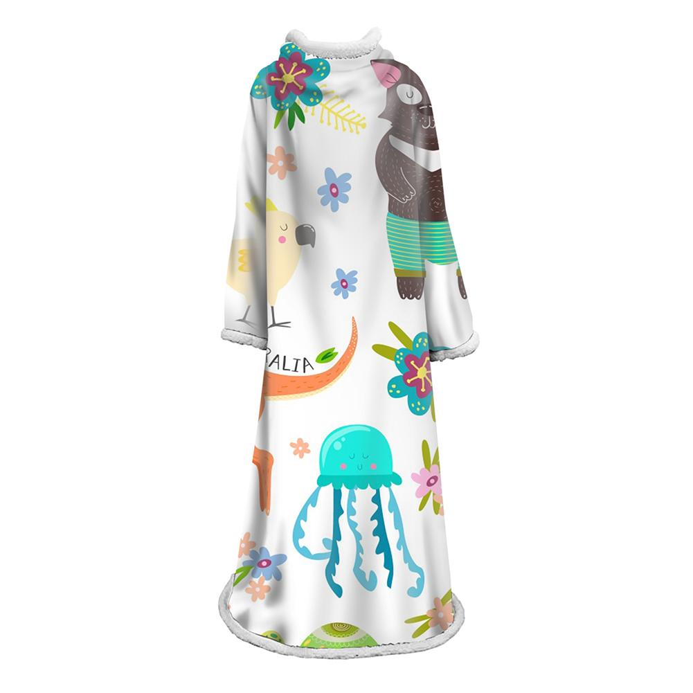 3D Digital Cartoon Printed Blanket With Sleeves-Cute Blanket Robe