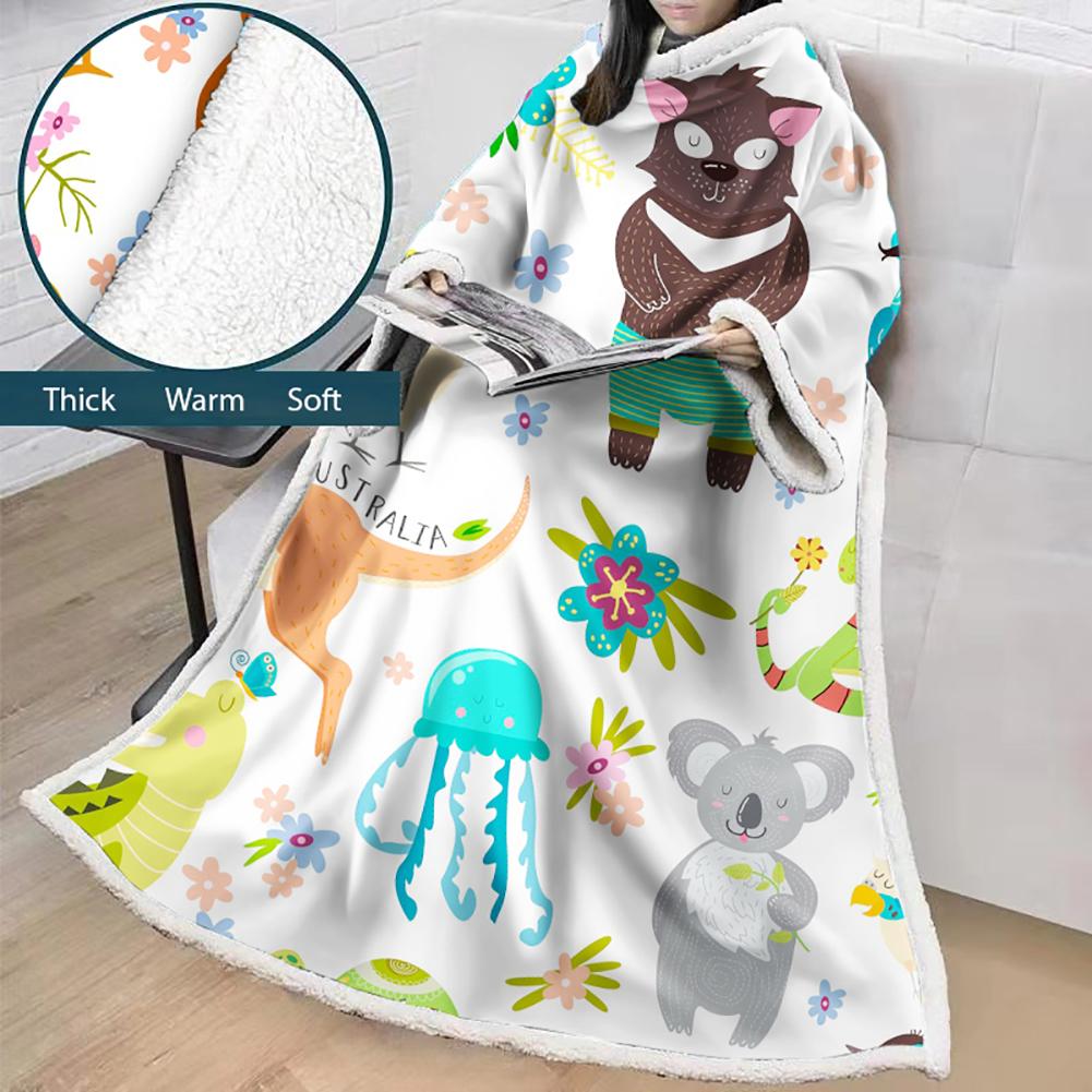 3D Digital Cartoon Printed Blanket With Sleeves-Cute Blanket Robe