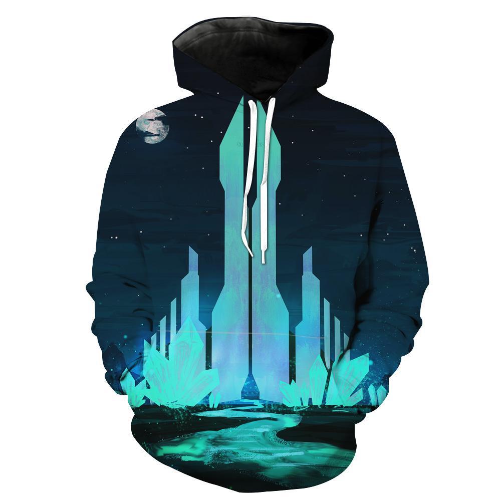Fantasy Crystal City Hoodies - Pullover Blue Hoodie