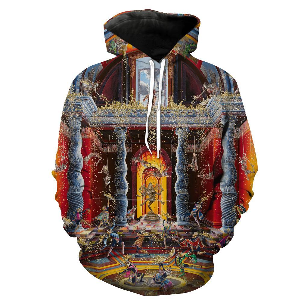 Renaissance Art Hoodies - Pullover Red Church 3D Hoodie