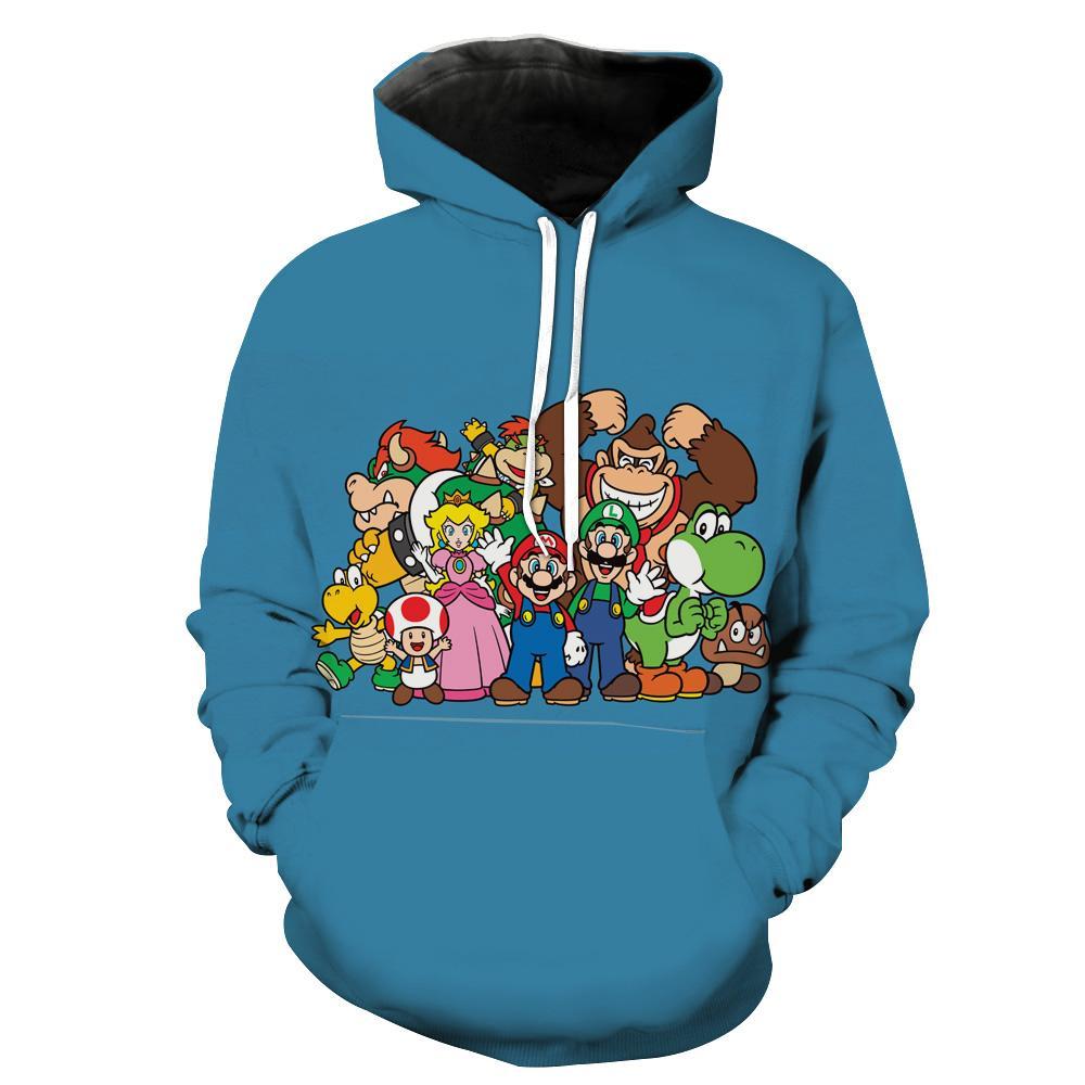 Blue Nintendo Character Hoodies - Video Game Pullover Hoodie