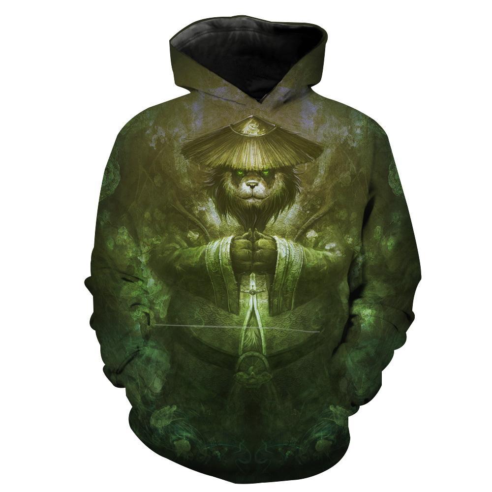 World of Warcraft  Panda Hoodies - Pullover Panda Grey Hoodie