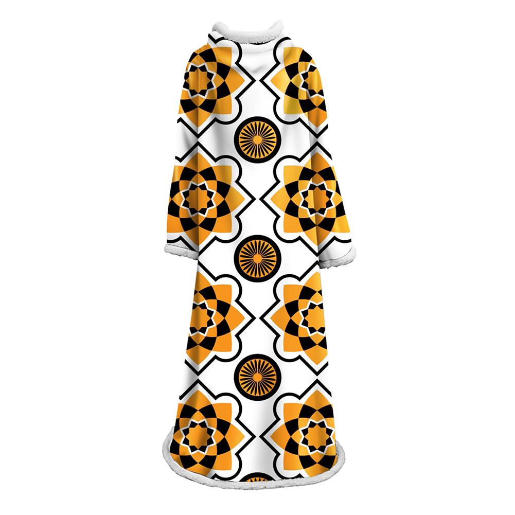 3D Digital Printed Blanket With Sleeves-Geometric Designs Blanket Robe