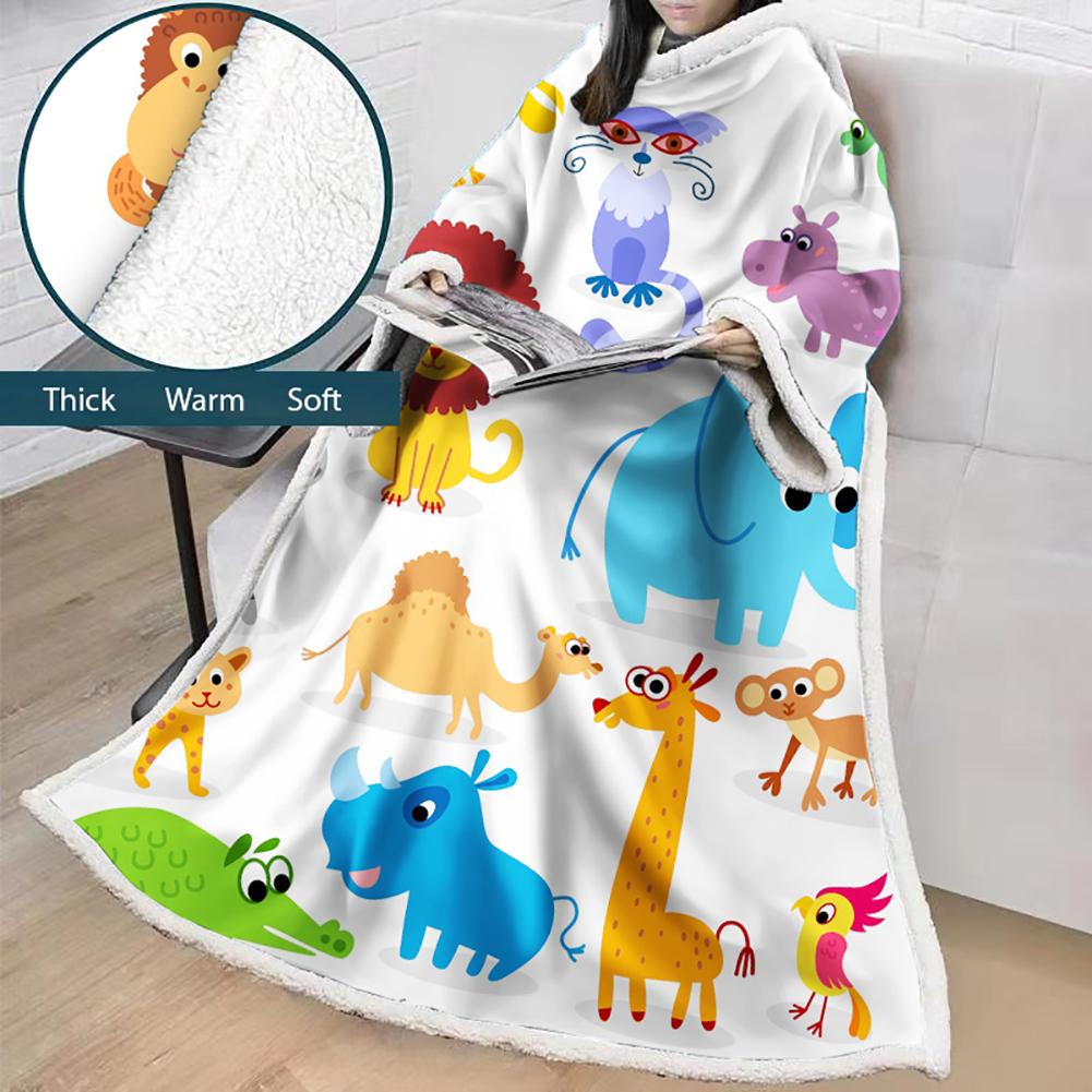 3D Digital Cartoon Printed Blanket With Sleeves-Cute Blanket Robe
