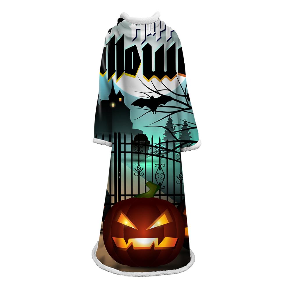 3D Digital Printed Blanket With Sleeves-Blanket Robe Halloween Party
