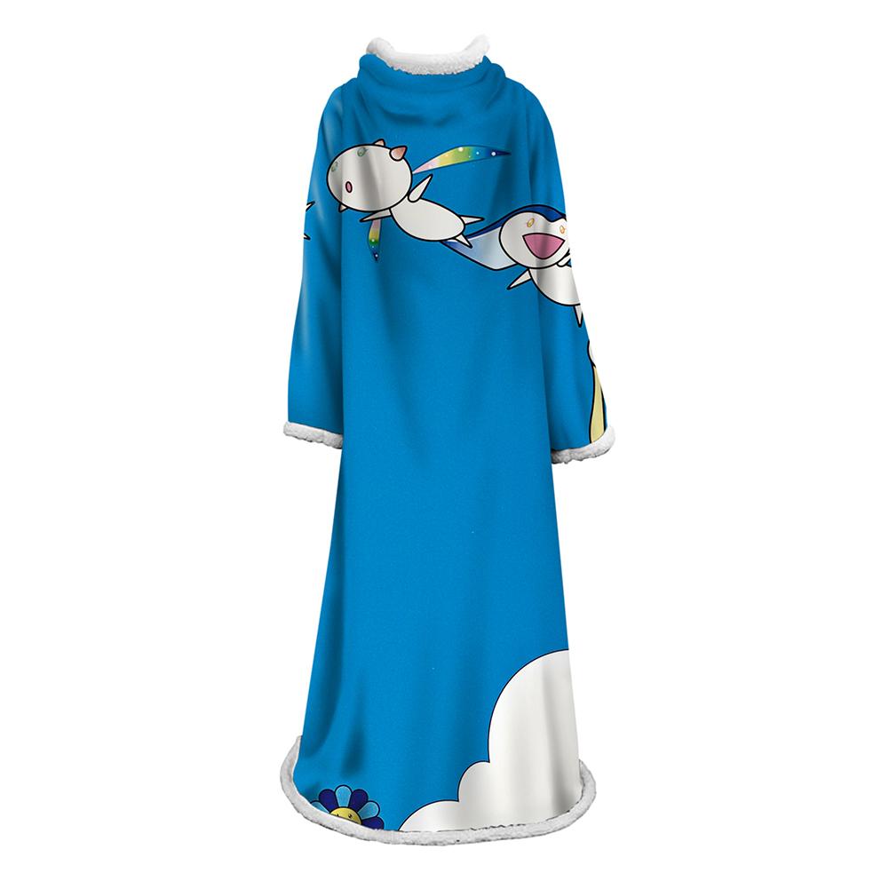 3D Digital Flower Printed Blanket With Sleeves-Cute Cartoon Blanket Robe