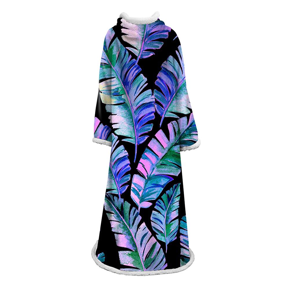 3D Digital Printed Plants Blanket With Sleeves-Leaves Blanket Robe