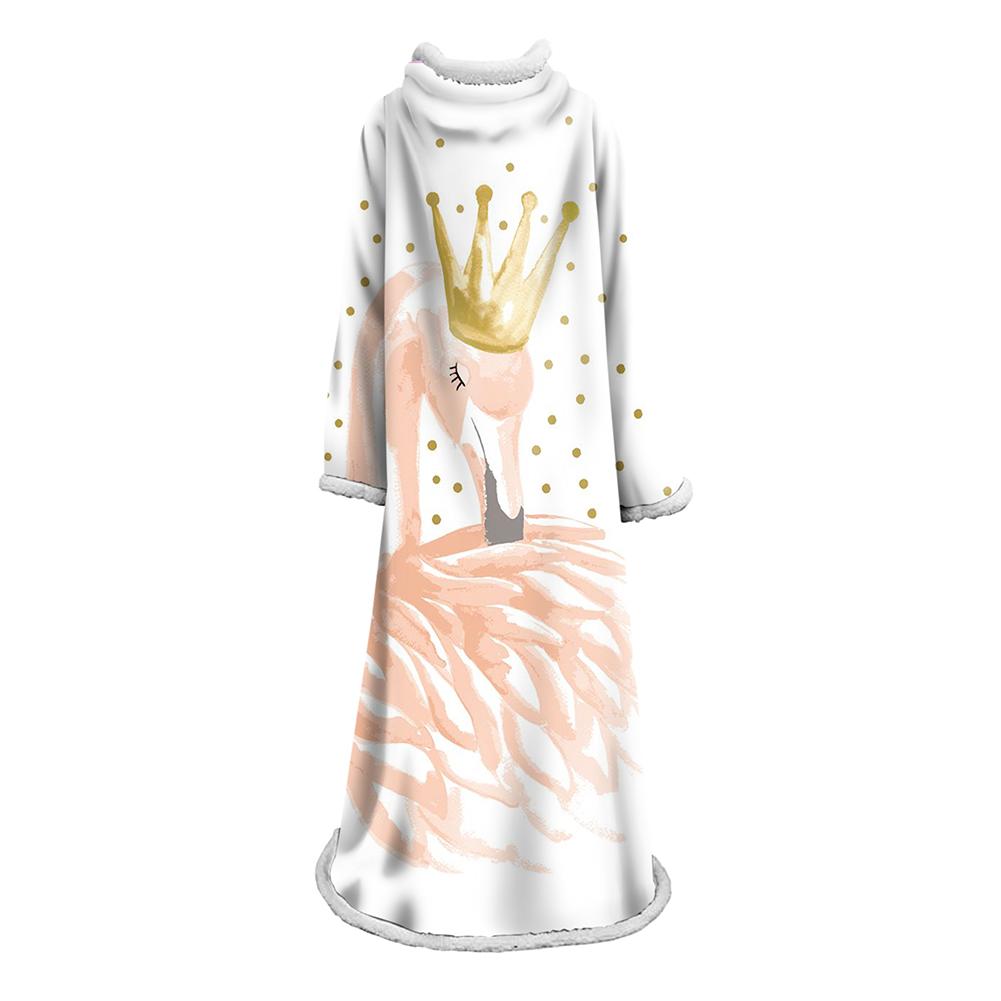 3D Digital Printed Blanket With Sleeves-Flamingo Blanket Robe