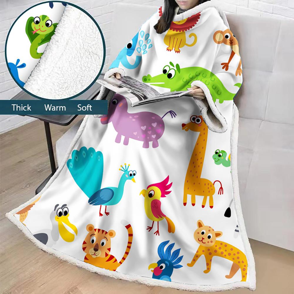 3D Digital Cartoon Printed Blanket With Sleeves-Cute Blanket Robe