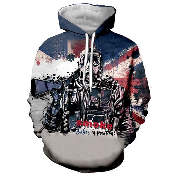Unisex 3D Print Rainbow Six Siege Men Sweatshirts Hip Hop Hoodie