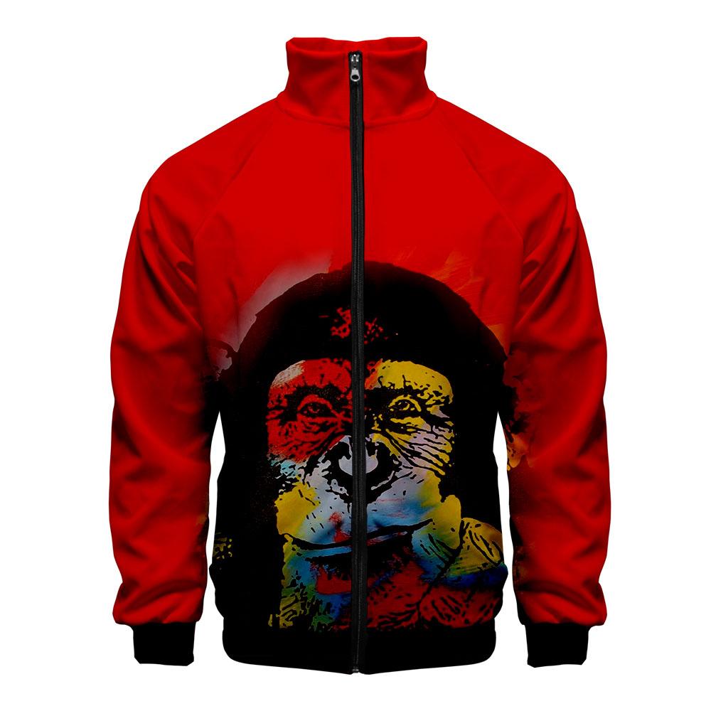 Animal Hoodie —— Colorful 3D Printed Cartoon Orangutan Zip Up Jacket