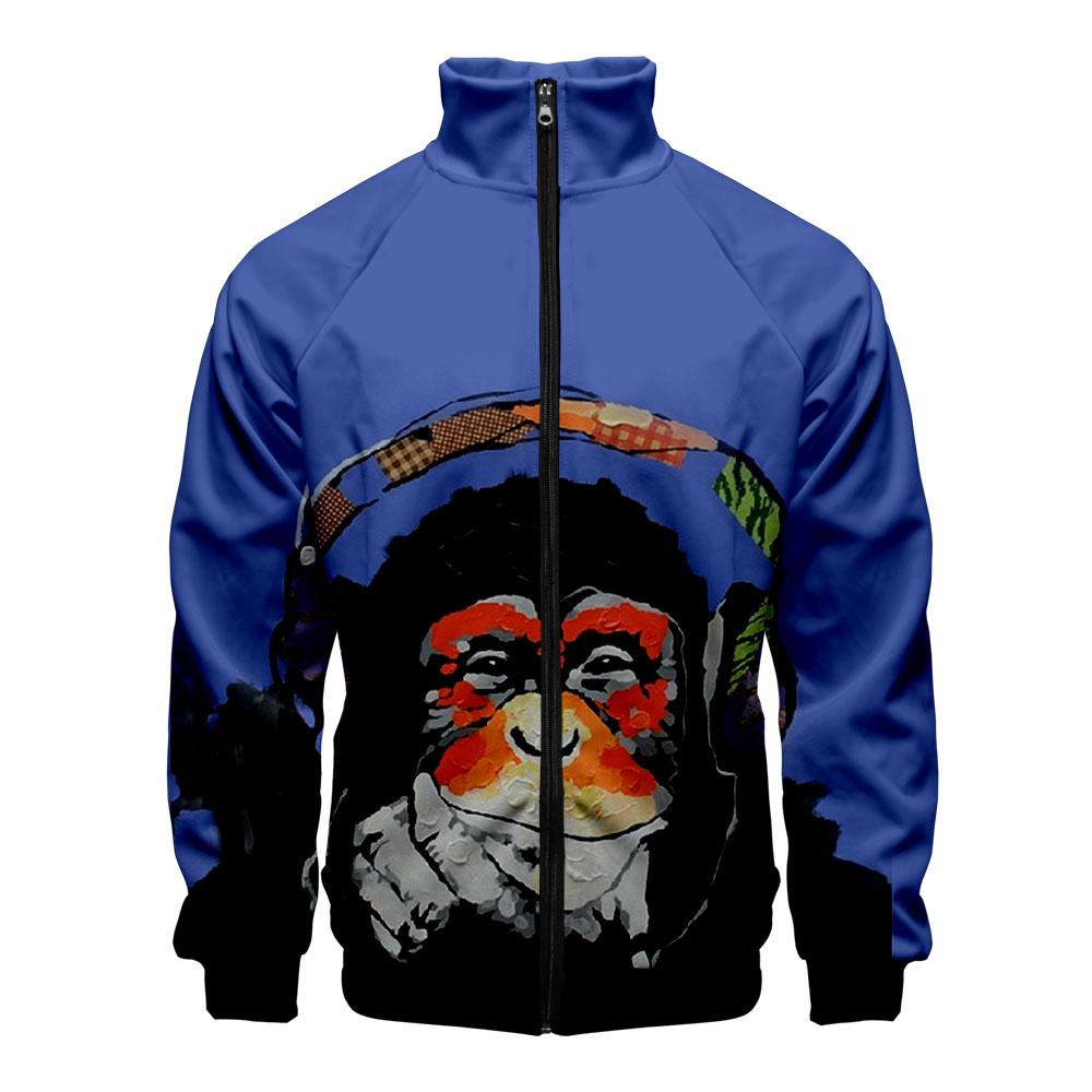 Animal Hoodie —— Colorful 3D Printed Cartoon Orangutan Zip Up Jacket