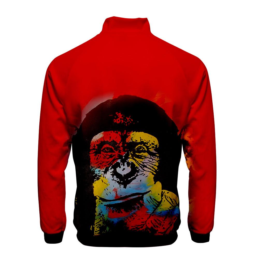 Animal Hoodie —— Colorful 3D Printed Cartoon Orangutan Zip Up Jacket