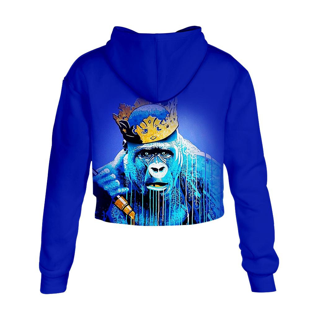 Animal Hoodie —— Colorful Girl's 3D Cartoon Orangutan Printing Short Hoodie