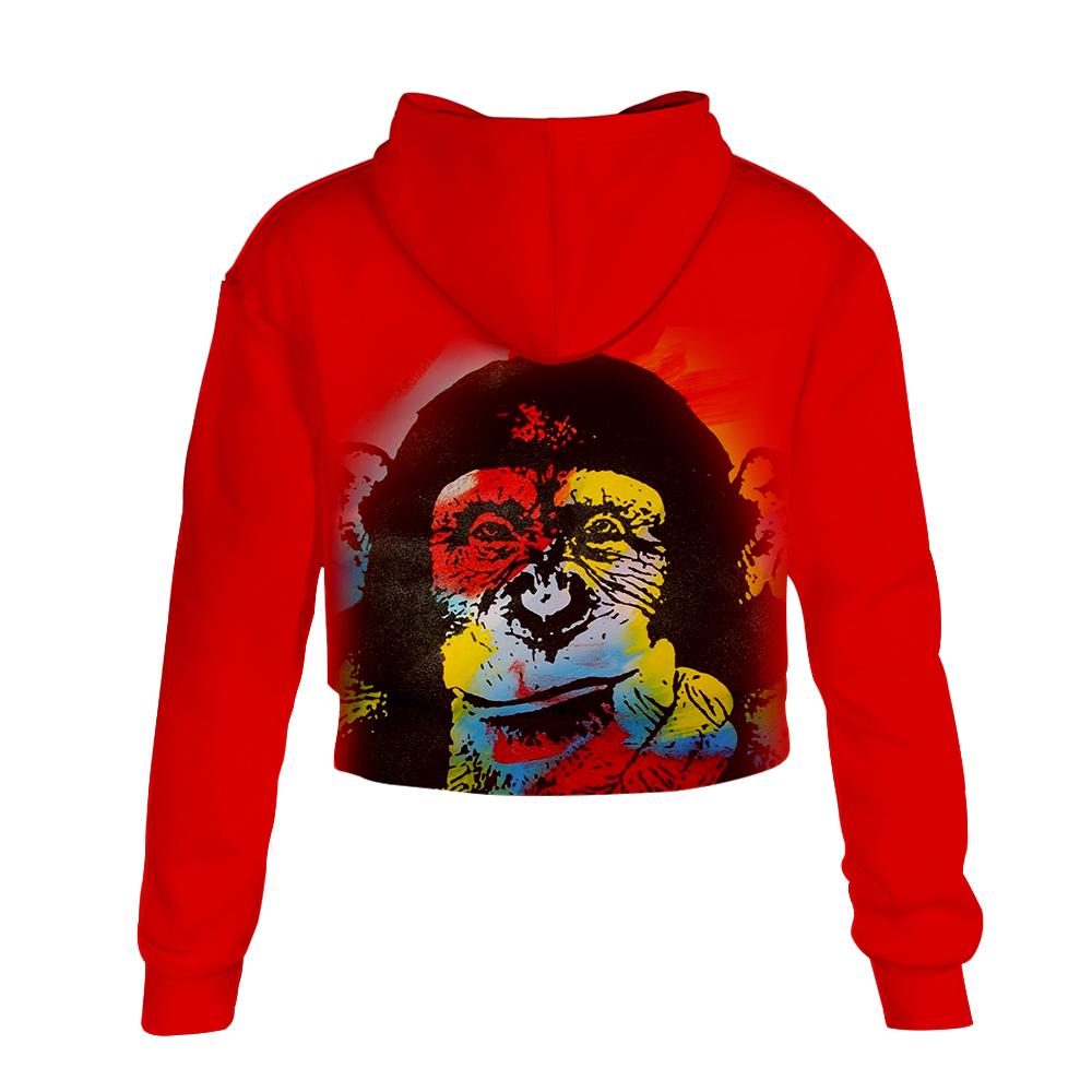 Animal Hoodie —— Colorful Girl's 3D Cartoon Orangutan Printing Short Hoodie