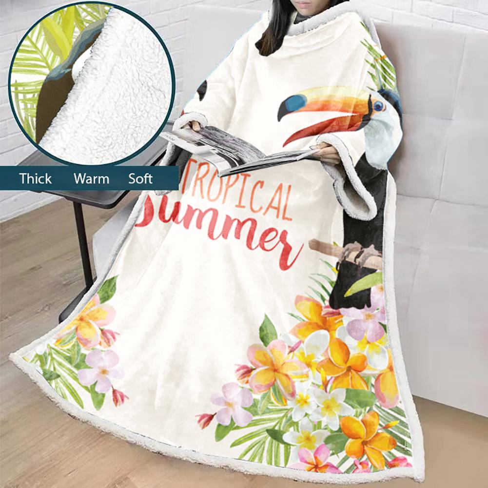 Flamingo Blanket With Sleeves-3D Digital Printed Blanket Robe