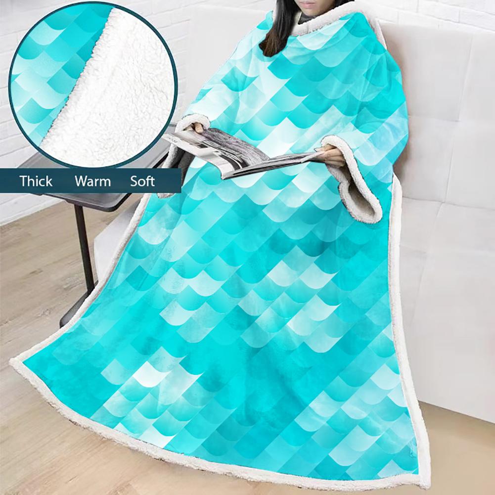 3D Digital Printed Blanket With Sleeves-Scale Blanket Robe