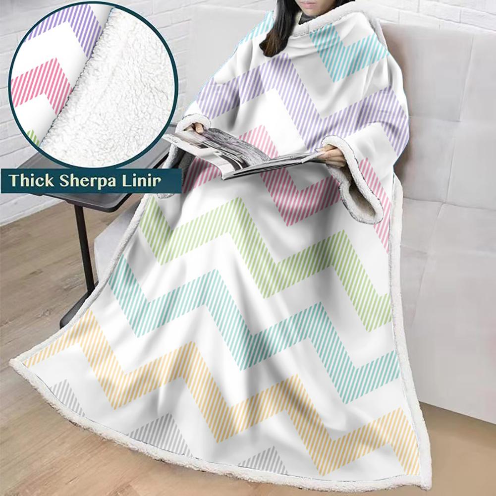 3D Digital Printed Blanket With Sleeves-Geometric Designs Blanket Robe