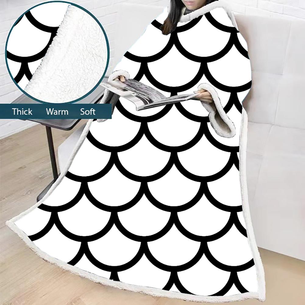 3D Digital Printed Blanket With Sleeves-Scale Blanket Robe