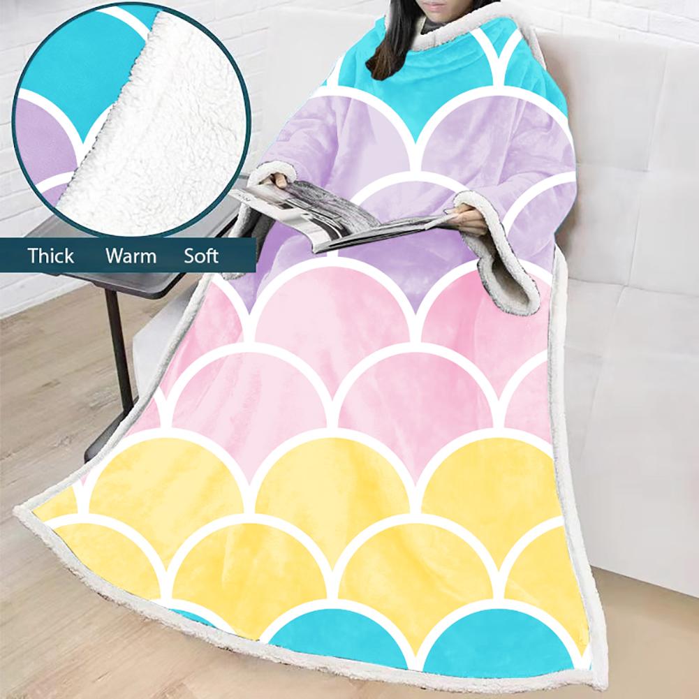 3D Digital Printed Blanket With Sleeves-Scale Blanket Robe