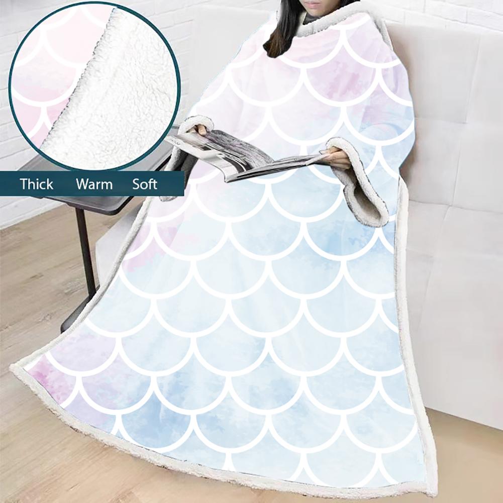 3D Digital Printed Blanket With Sleeves-Scale Blanket Robe