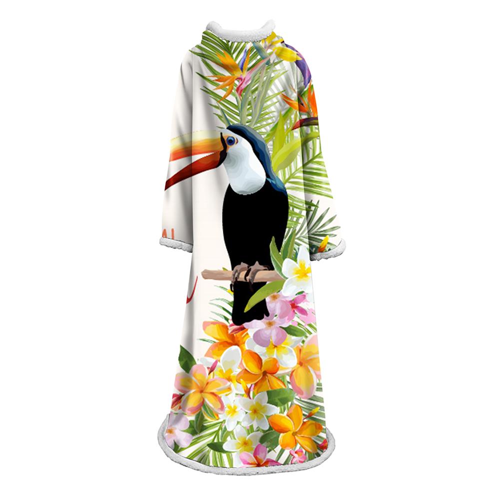 Flamingo Blanket With Sleeves-3D Digital Printed Blanket Robe