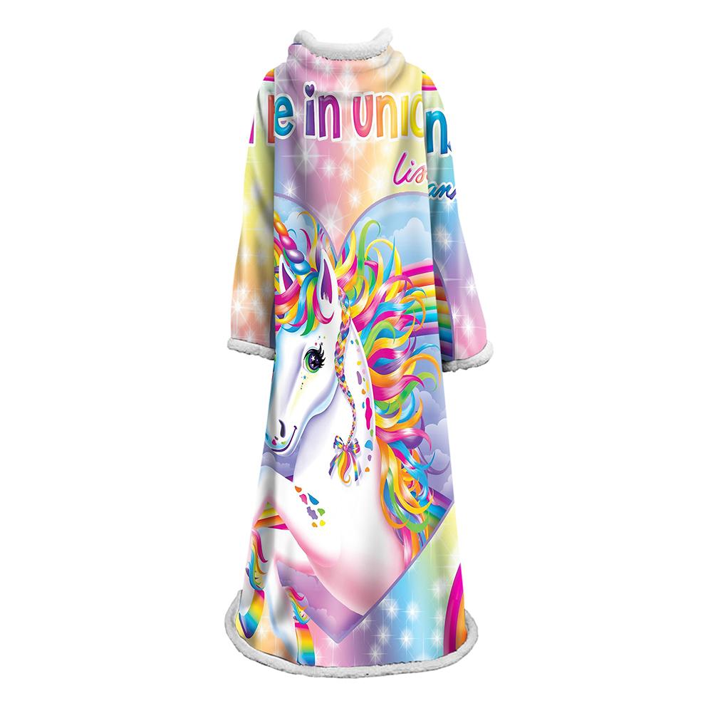 3D Digital Printed Blanket With Sleeves-Unicorn Cartoon Blanket Robe