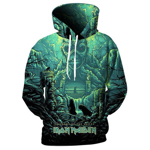 Men Hipster 3D Print Iron Maiden Pullover Hoody Sweatshirt Hoodie