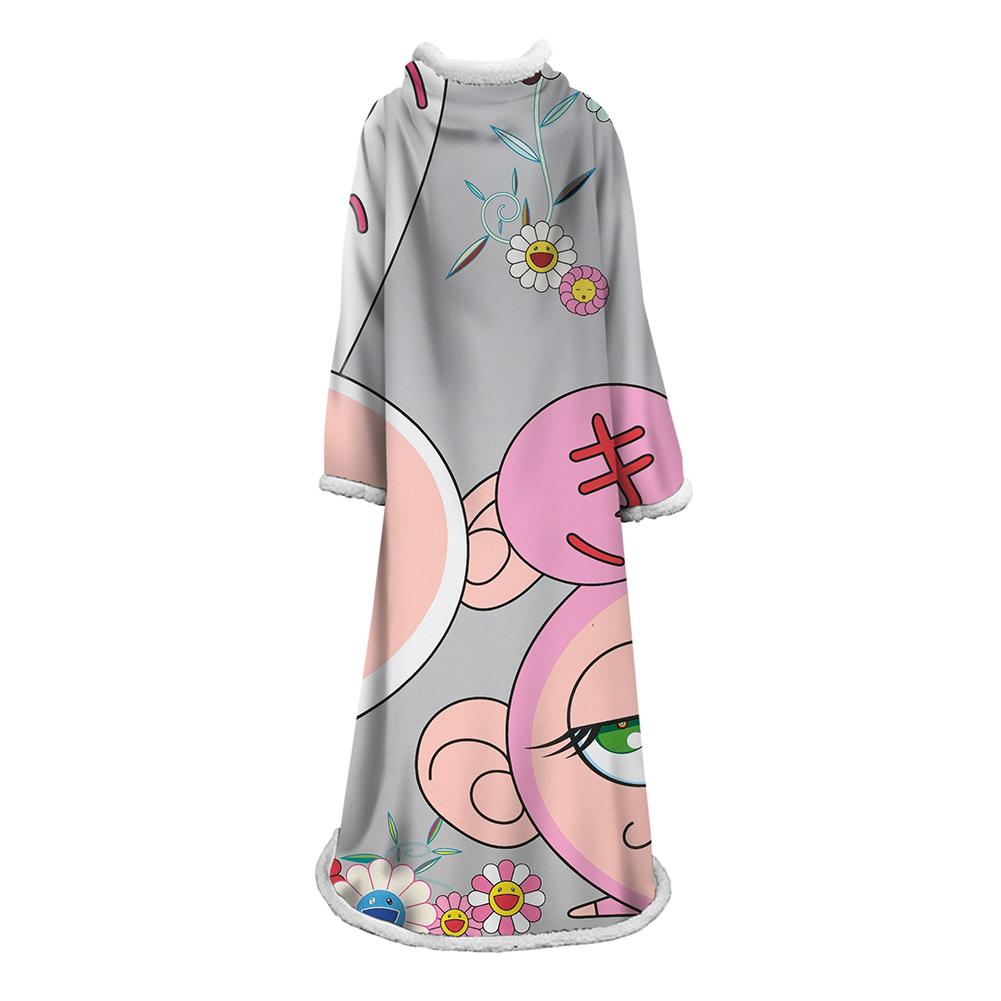 3D Digital Flower Printed Blanket With Sleeves-Cute Cartoon Blanket Robe