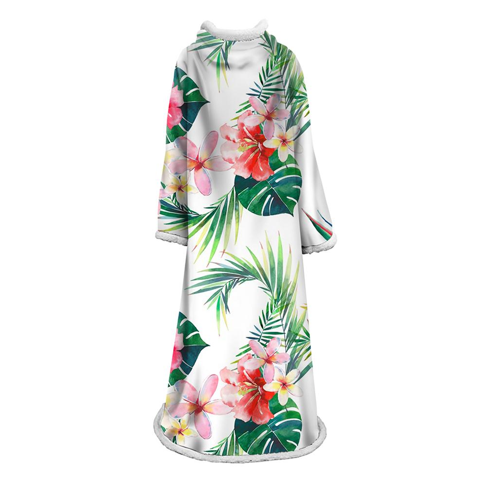 3D Digital Printed Plants Blanket With Sleeves-Leaves Blanket Robe