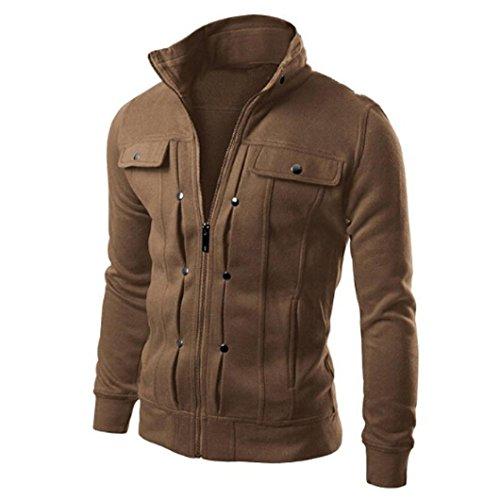 KFSO Men's Casual Winter Cotton Military Jackets Outdoor Coat Windproof Windbreaker (Coffee, XL)